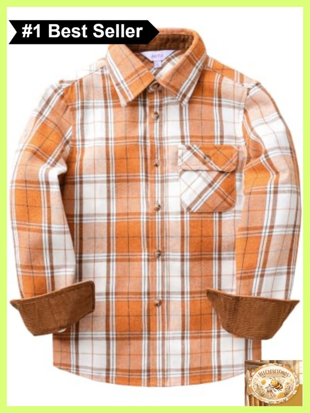 Boys 6 oz Brushed Plaid Flannel Shirt Long Sleeve Button Down